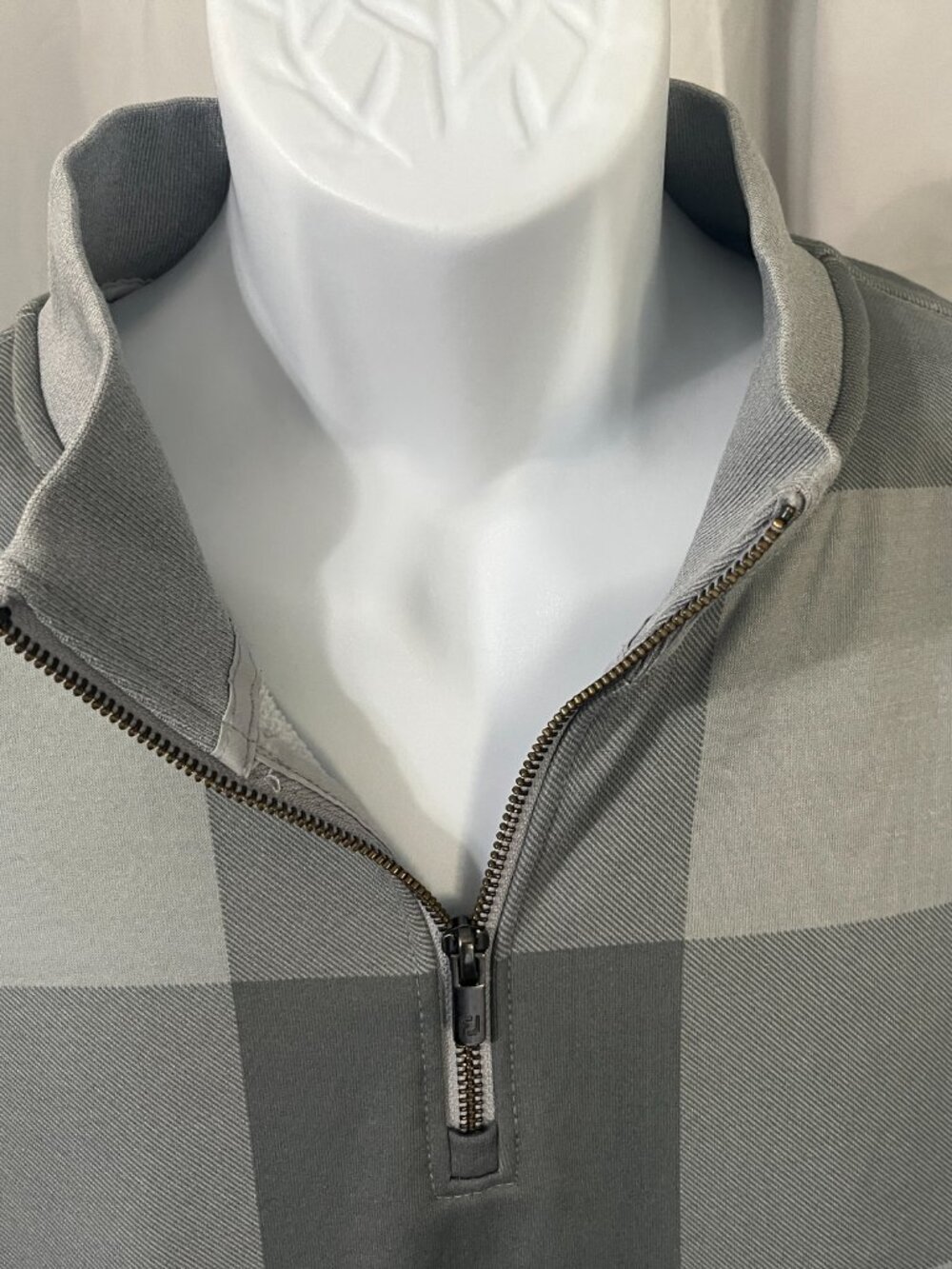 ⛳ FootJoy FJ Men’s Gray Check 1/4 Zip Golf Jacket EUC Size XXL Long Sleeve ⛳ - Picture 4 of 7